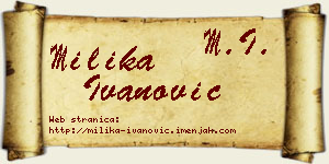 Milika Ivanović vizit kartica